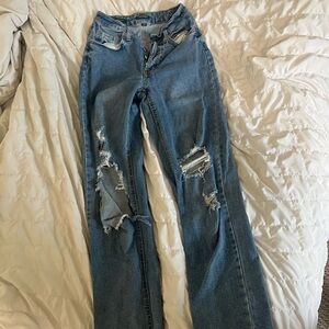 Distressed Blue Jeans